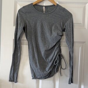 lululemon athletica Heather Gray Long-Sleeve Side-Ruched Top
